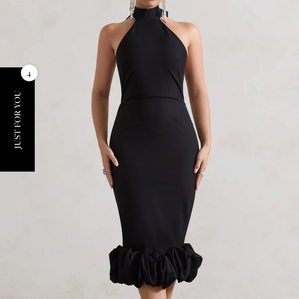 Club L London Black Halter Midi Dress